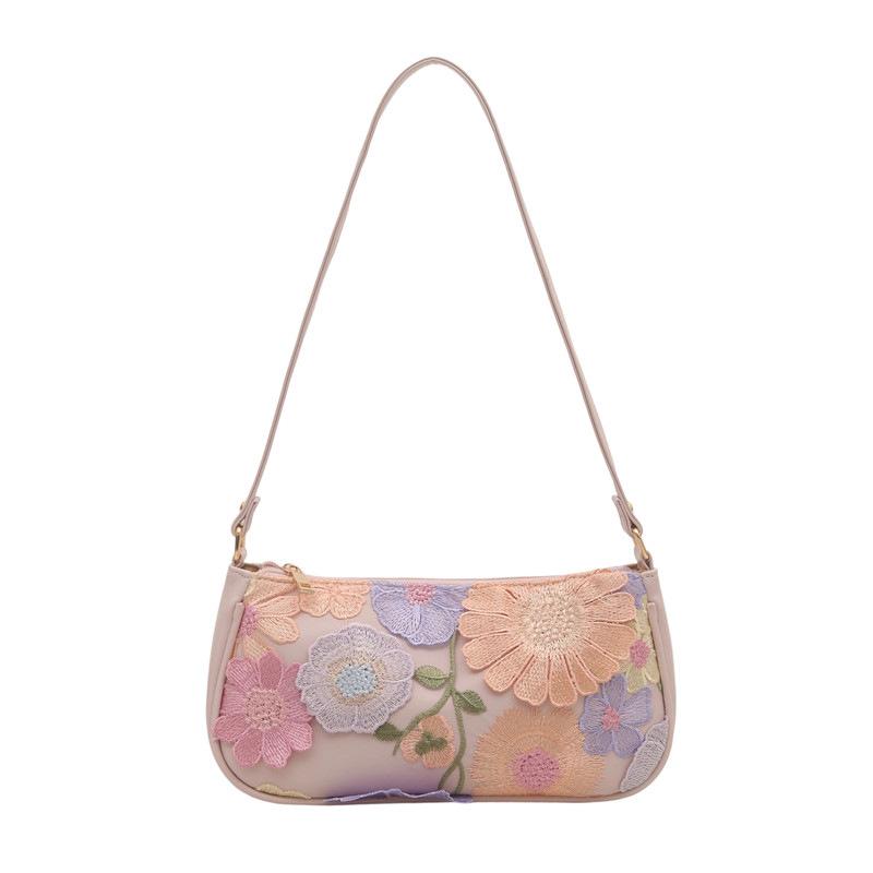 

2025 new embroidered new Chinese underarm bag women s high-value small square bag niche design Chinese style shoulder bag розовый