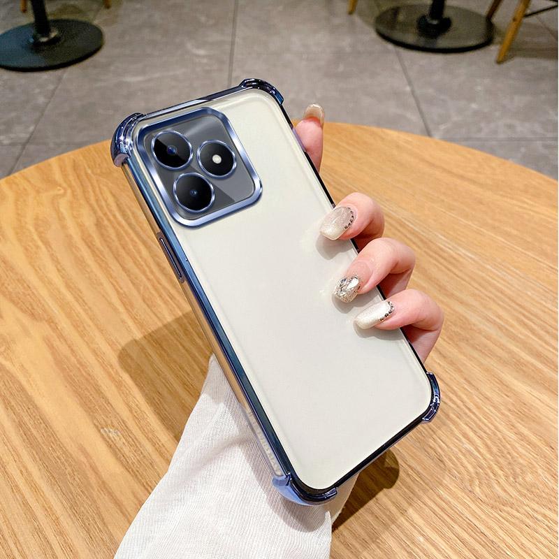 

Для Realme C61 Чехол Realme C63 Чехол Realme Narzo N63 Чехол для телефона RMX3939 Бампер Противоударный Защитный Чехол Прозрачная гальваническая пластина For Realme C63