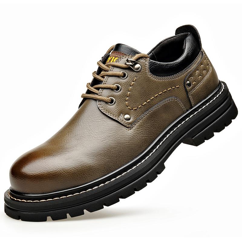 Outdoor Platform Work Shoes for Men Autumn Winter New Designer Leather Shoes Male Fashion Big Head Retro Casual Shoes Man