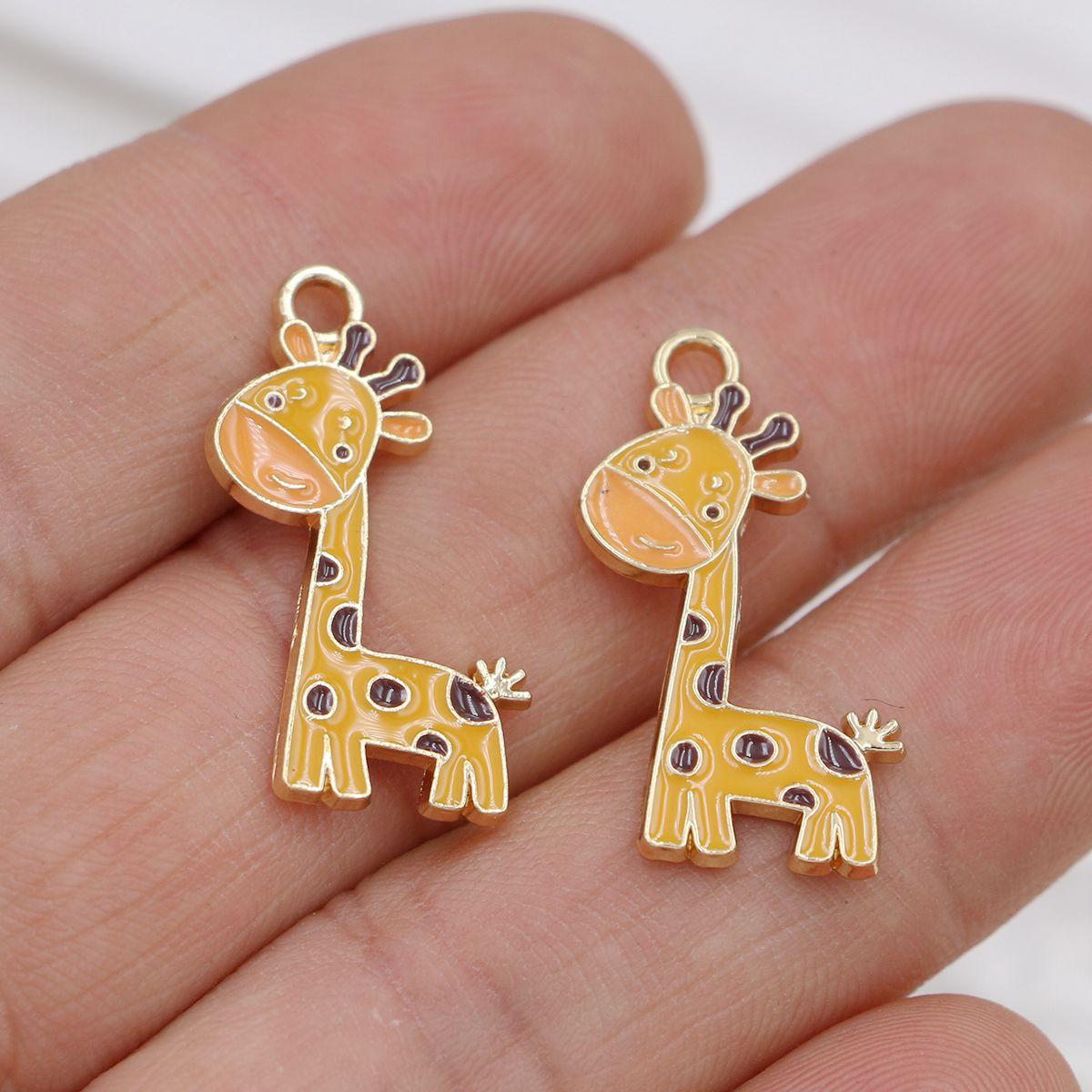 10 Pièces Émail Jaune Plaqué Or Girafe Breloque Pendentif Pour Fabrication de Bijoux Bracelet Boucles d'oreilles Collier DIY Accessoires Artisanat brown