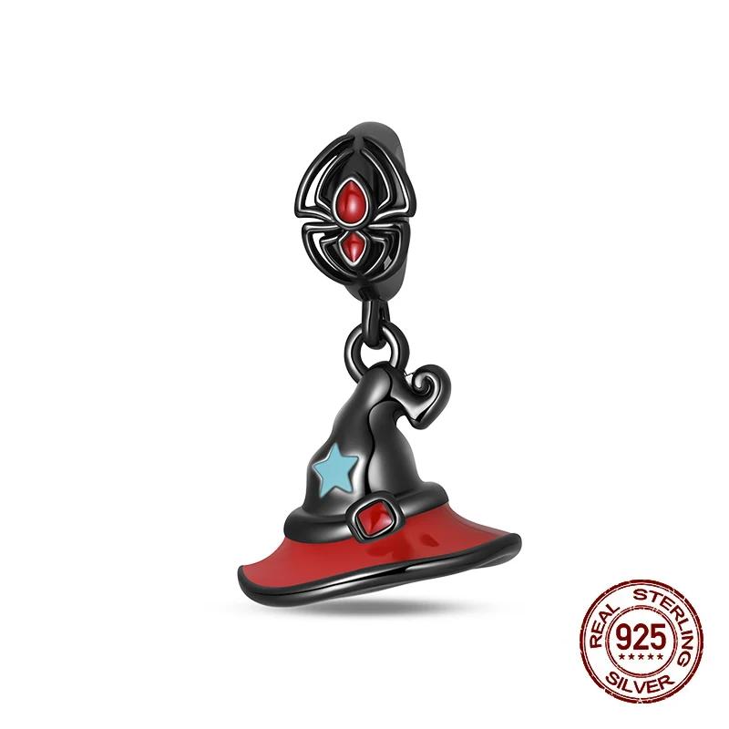 2025 Halloween Party Charms 925 Sterlingsølv Selvlysende Gresskar Spøkelse Flaggermus Perle Hengende Armbånd Halskjede DIY Smykker Festgave