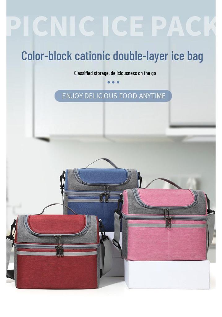 Compact Dual-Layer Insulated Crossbody Picnic Bag with Ice Pack