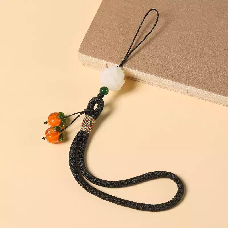 Wishful Persimmon Wrist Strap & Anti-Lost USB Pendant - Chinese Style Cell Phone Accessory