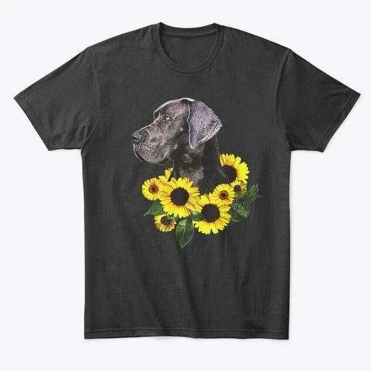 

Comic Sunflower Great Dane Lover Gift TTshirt Made in the USA Size S to 5XL S