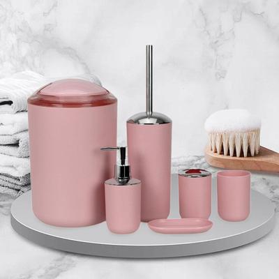 6 Pieces Bathroom Accessories Set Soap Dispenser Dish Trash Can Toothbrush Holder and Cup