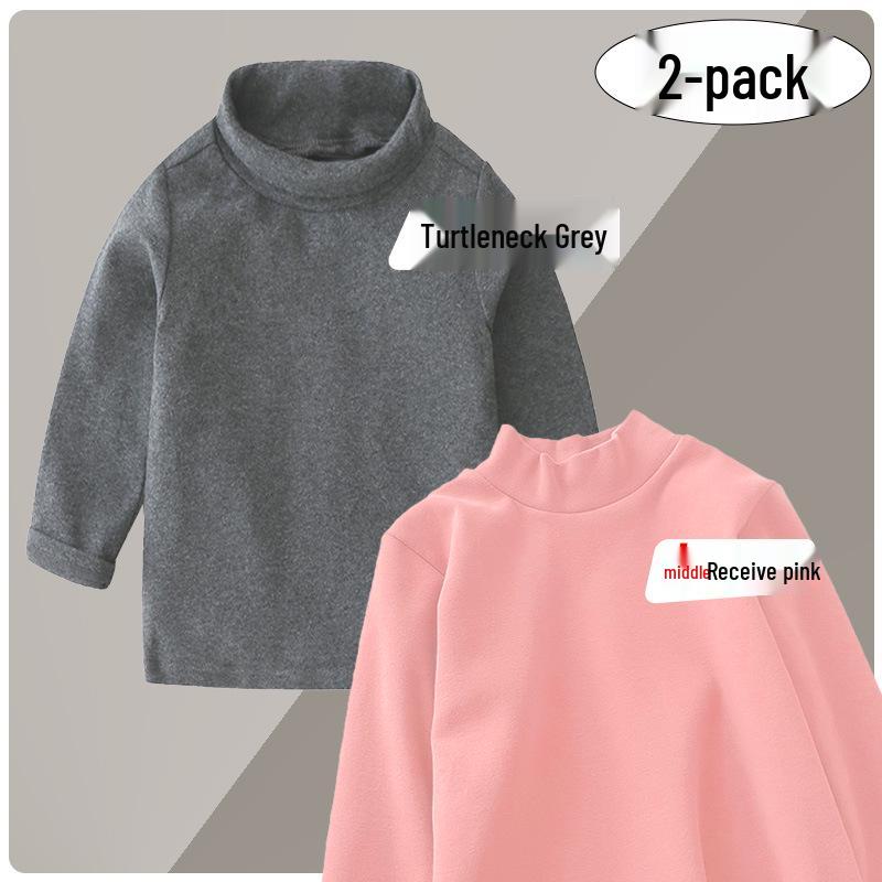 Camiseta Interior Básica de Algodón Puro de Manga Larga y Cuello Alto para Niñas Otoño/Invierno 2025
