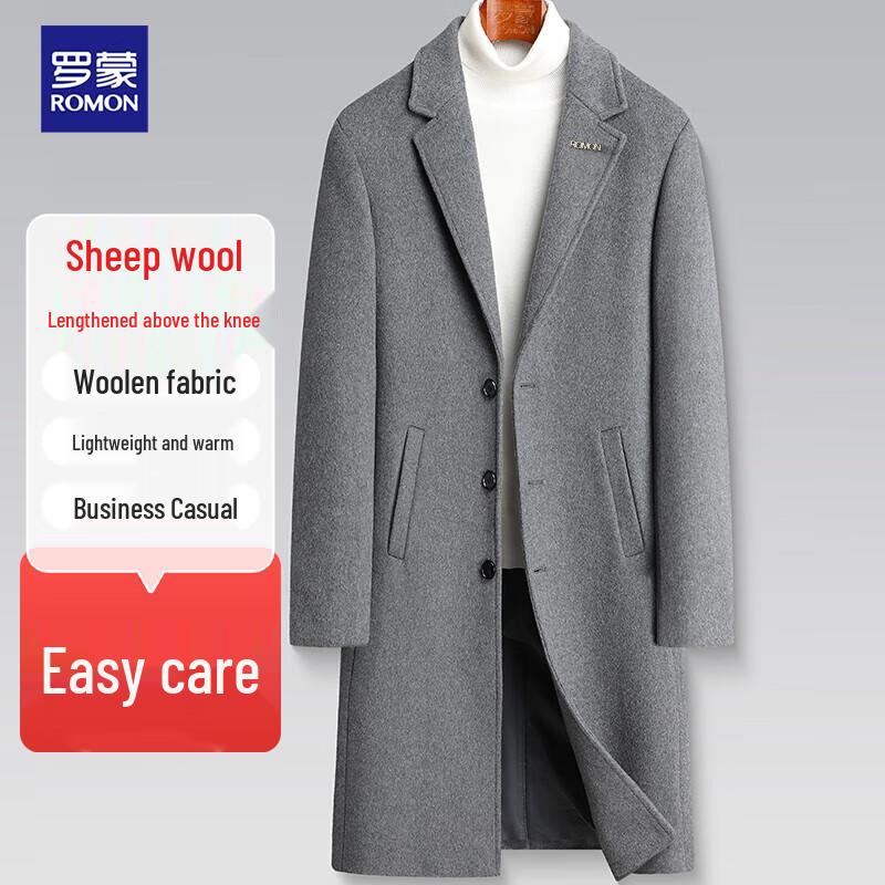 Luomeng Men's Slim Fit Long Wool Blend Overcoat
