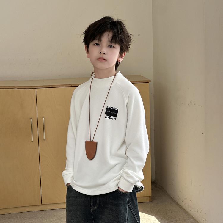 

Зимняя флисовая толстовка для мальчиков 2025 - Новый утолщенный базовый слой для детей 170 cm белый