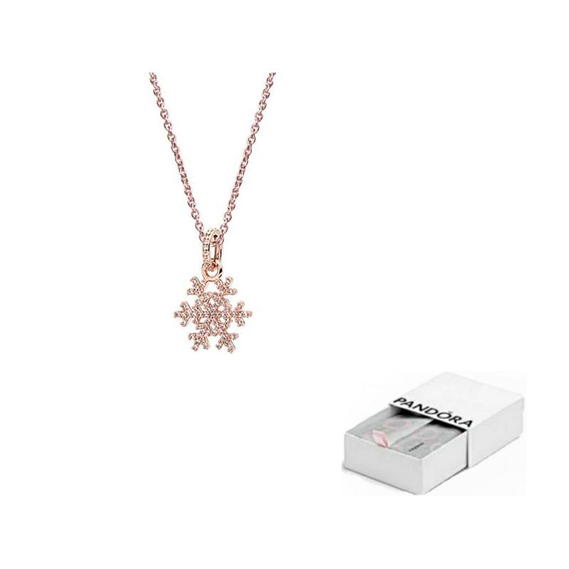 Pandora Shining Snowflake Necklace Set Women necklace Rose-Gold ZT1060