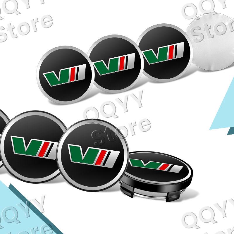 HSW2 4Pcs V VRS Logo Car Tire Wheel Center Hub Caps Decor Stickers For Skoda Octavia 1 2 3 Kamiq Superb Rapid Kodiaq Karoq Fabia