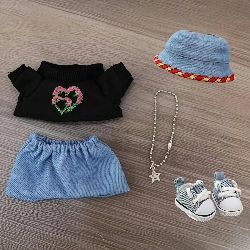 KUGUAOK Plush Toy Clothes - Clothes Only - 15cm 17cm Plush Doll Clothes - Cute Costume Dress-Up DIY Accessory Doll Suit Jumpsuit Photo Path Doll