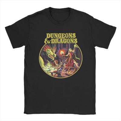 Dungeon Dragon DnD T Shirts Men Pure Cotton Vintage T-Shirts O Neck Tee Shirt Short Sleeve Clothes Adult
