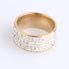 9mm Gold Color Clay Three Row Crystal Stainless Steel Wedding Rings for Men Women