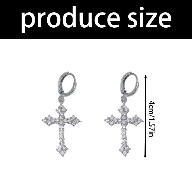 Crystal Zircon Crucifix Ear Clips Handmade Hoop Earrings Lightweight Comfortable Ear Accessory for Fashion Enthusiasts