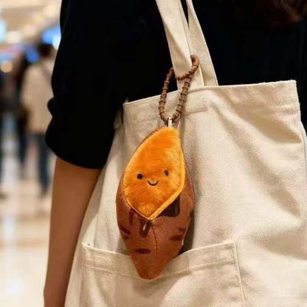 Soft Roasted Sweet Potato Pendant PP Cotton Plush Doll Key Ring Creative Sweet Potato Keychain Men