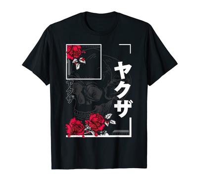 Japanische Kirschblüten Schädel Tattoo T-Shirt