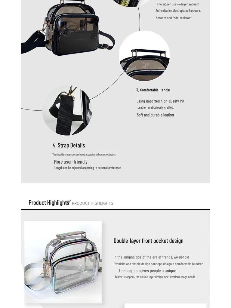 Transparent PVC Single Shoulder Crossbody Bag - Simple Women's Jelly Doll Bag
