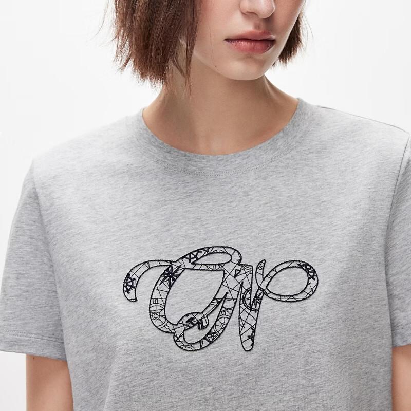 ONLY Women's Embroidered Round Neck Cotton T-Shirt