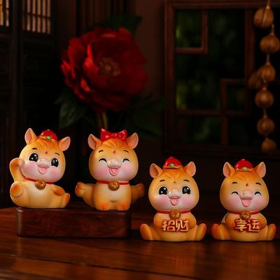 Resin 2026 Horse Year Figurines Lifelike Chinese Zodiac Horse Mascot Year of The Horse Decorative Horse Statue Office Decoration