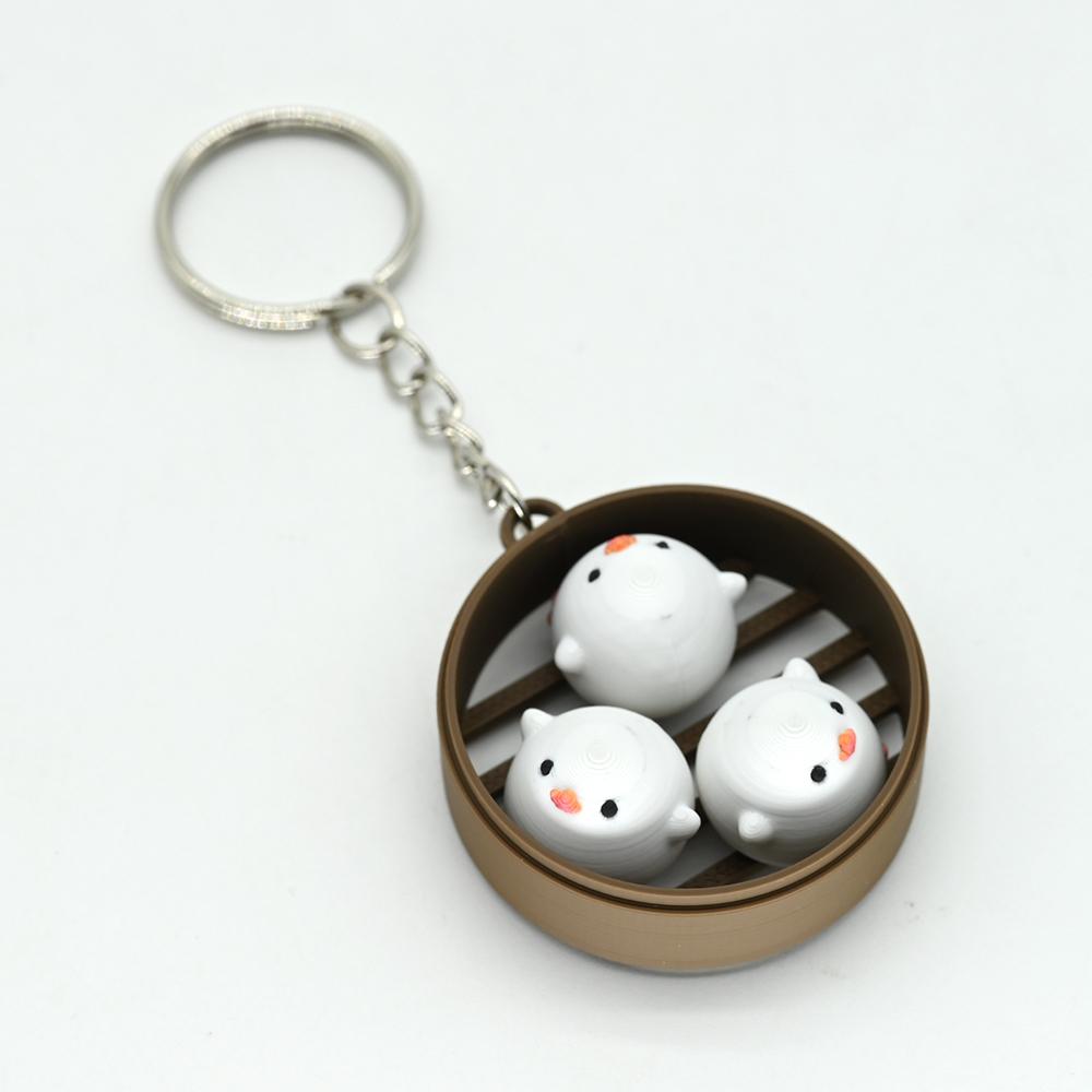 

Creative 3D mini Xiaolongbao pendant key chain lovely steamer key ring bag pendant car key pendant fan gift jewelry