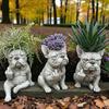 Lustiger Bulldogge Blumentopf Neuheit Mittelfinger Hund Blumenkübel Niedliche Hundegartenstatue für Außen Innen Garten Büro Schreibtisch Dekoration