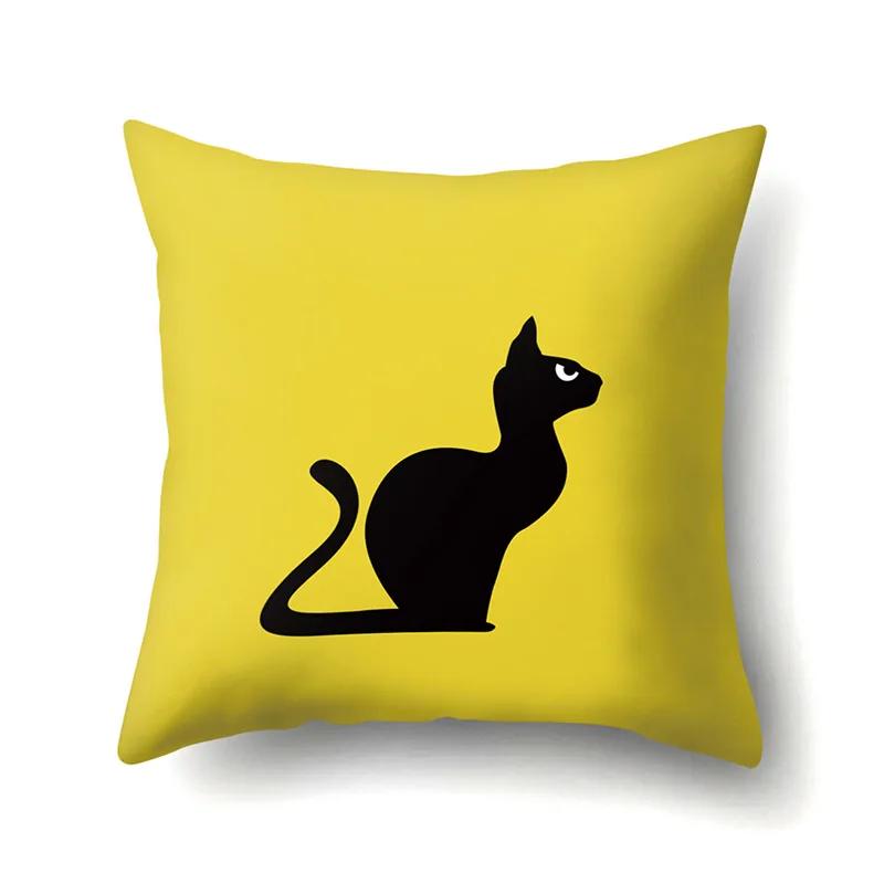 Polyester Überwurfskissenbezug Heimdekoration Überwurfskissen Auto Überwurfskissen Schöner Tier Katze Druck Kissenbezug