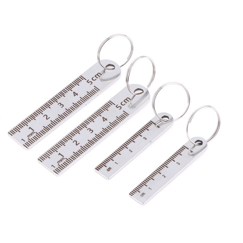 1PCS Stainless Steel Mini Ruler With Keychain - Measuring Tool For Office And School Supplies (Anti-Loss Measuring Ruler)