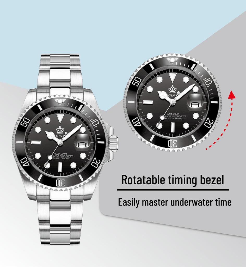 მამაკაცის მწვანე Submariner Date უჟანგავი ფოლადის საათი – მაღალი კლასის მინიმალისტური, წყალგაუმტარი, მბრუნავი ბეზელი, სტუდენტური სპორტული დიზაინი