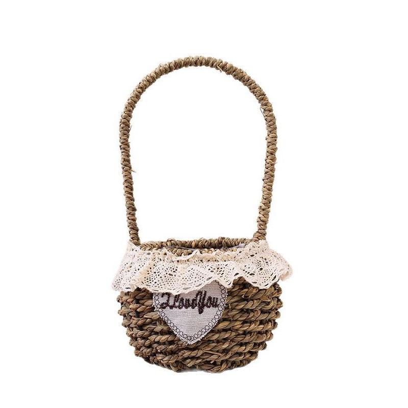 Women's Straw Crossbody Bag - Spring/Summer Floral Handbag, Woven Basket for Flowers and Fruit.