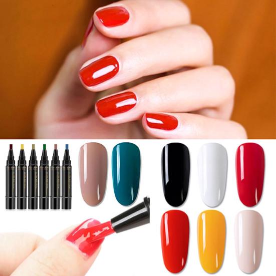 6 ks 3v1 lak na nehty v tužce Rychleschnoucí Bez UV Akrylová barva Tužka na nehty Vodotěsná Přenosná Cestovní Domácí Salon DIY Ženy Tužka na nehtové umění