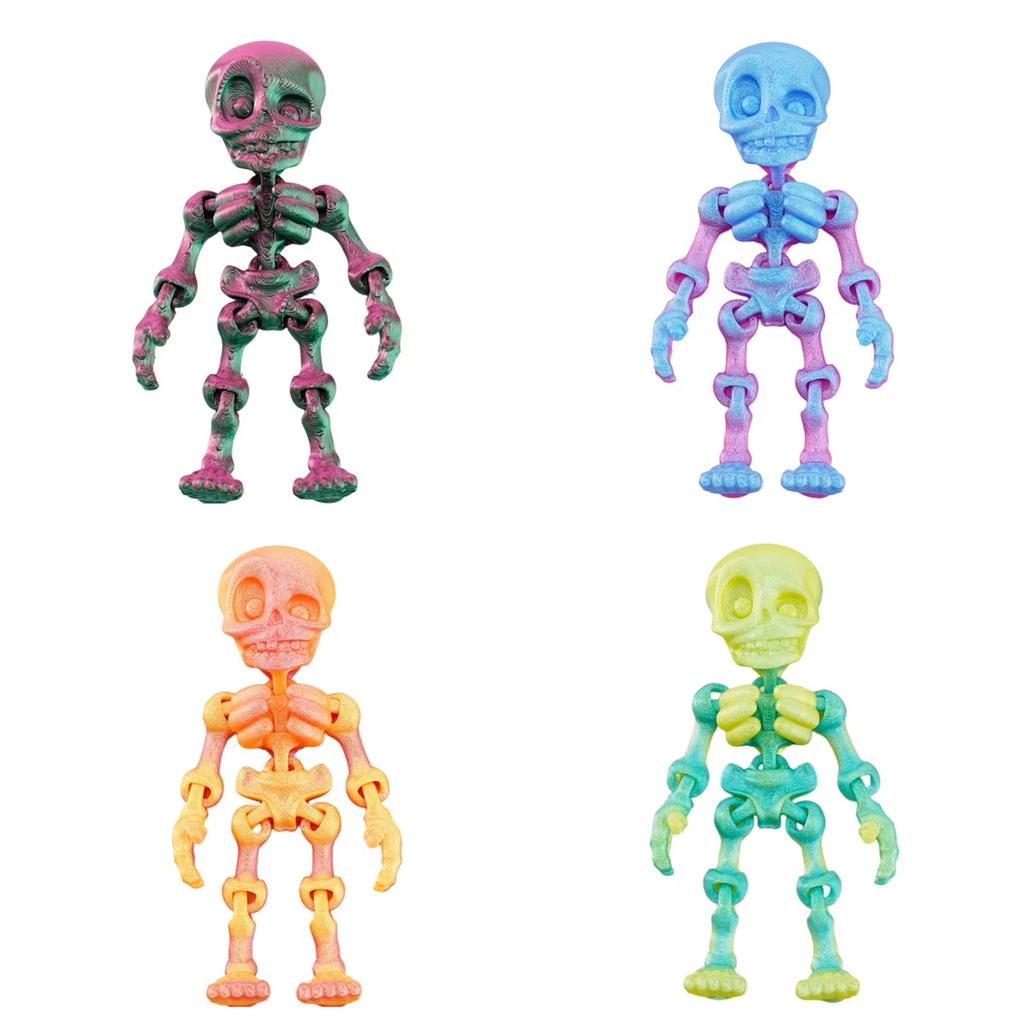 4 KS 3D Tištěné Figurky Kostlivců , 3,2 Palce Halloweenské Dekorace , 3D Tištěná Zvířata 3D Tištěné Hračky Zábavné Strašidelné Hračky Na Stůl , Párty ,