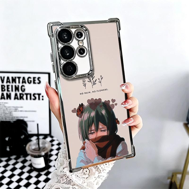 A-Attack On T-Titan Mikasa Plating Phone Case For Samsung Galaxy S24 S25 FE S26 Edge S23 Ultra S22 S21 Plus S20 Anti-Fall Airaba