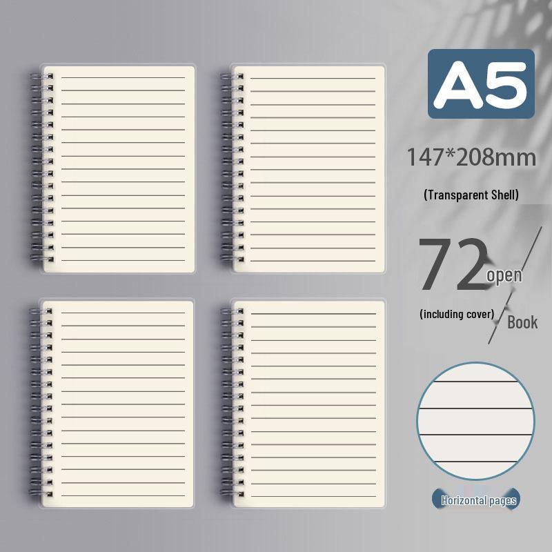 Clear PP Cover Spiral Notebook, Student Grid & Lined, Large B5 Size