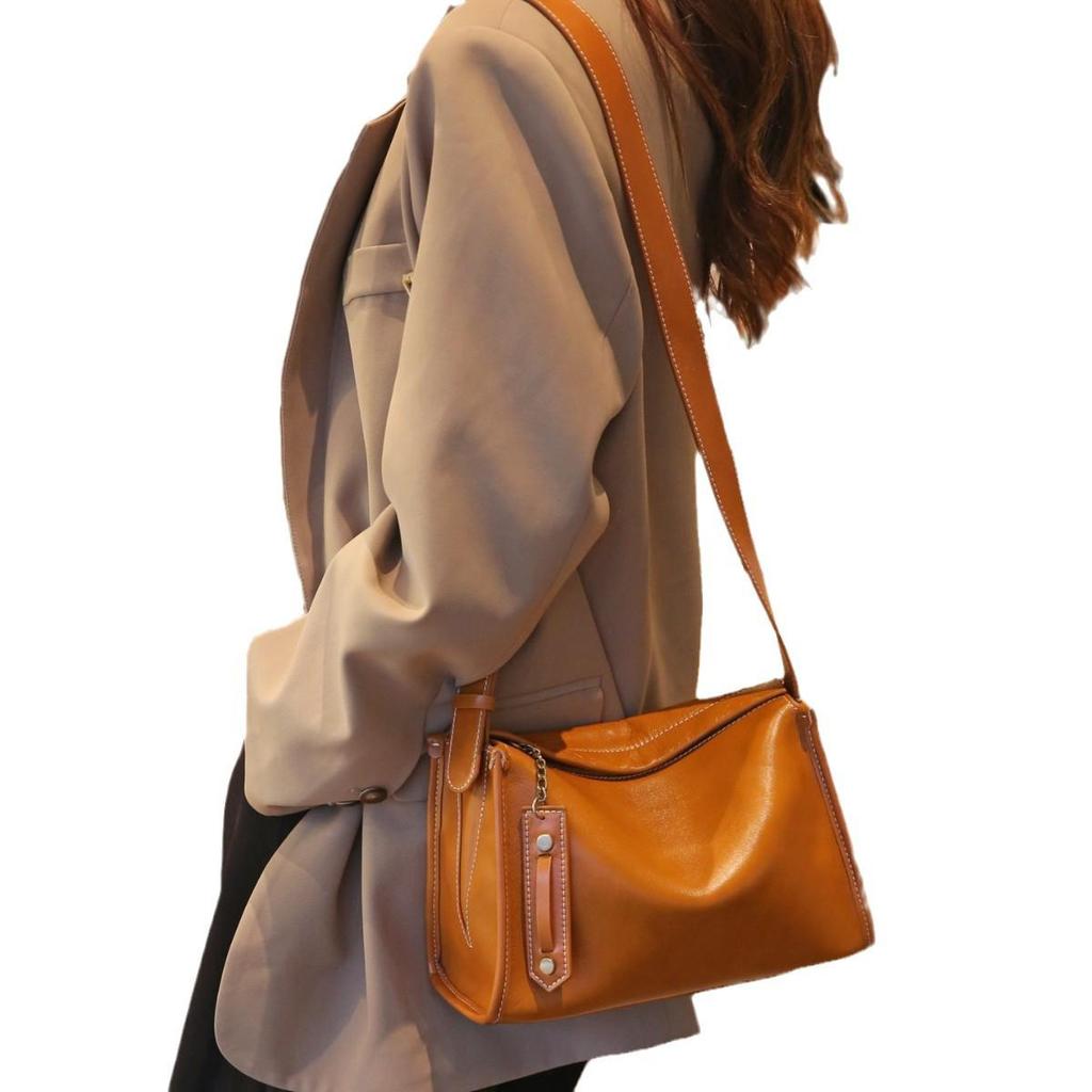 Baidi Damen Retro Leder Schultertasche - Weiches Rindsleder Kissen-Design für den Weg zur Arbeit