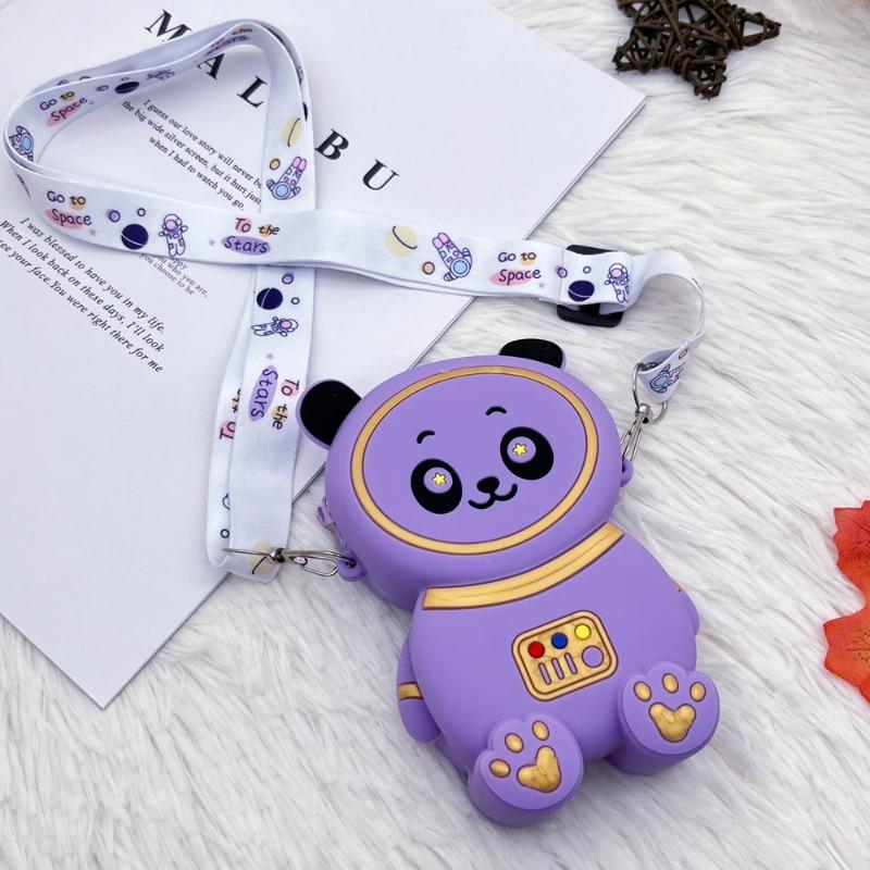 

Детские мультяшные силиконовые сумки для девочек, милый рюкзак для мальчиков, космонавтов, наклонная сумка-трансформер, модные аксессуары, сумки на одно плечо фиолетовый