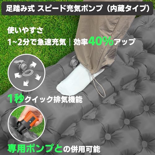 [CellBeat] Förbättrad! Dubbel Luftmadrass för Camping [10 cm Extra Tjock, 300 kg Lastkapacitet, Högt R-värde 4.0] Fotmanövrerad, Punkteringssäker, Anti