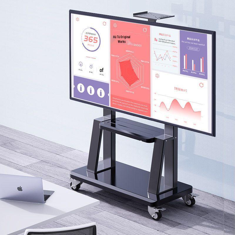Mobile TV Stand with Wheels - Vertical and Universal Floor Bracket