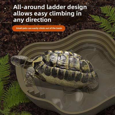 Nueva Tina de Agua de Plástico para Tortugas Multitamaño Diseño Escalonado Tina de Baño para Ranas Uso Doble Cara Bañera para Reptiles Hábitat para Reptiles