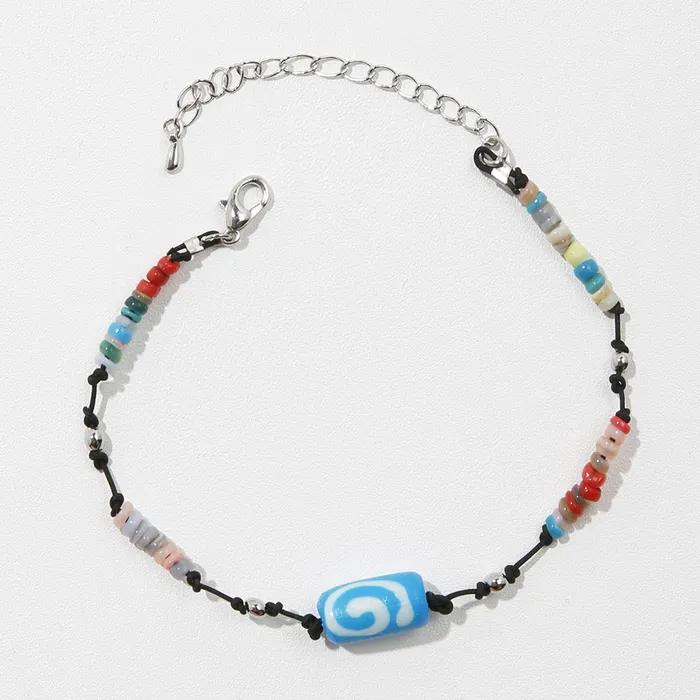 Ke909. Nomad Mix Beads Bracelet Aqua Blue
