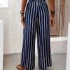 Pantaloni Casual Larghi a Righe da Donna, Estivi Nuovi a Vita Alta Gamba Dritta Larghi Lunghi