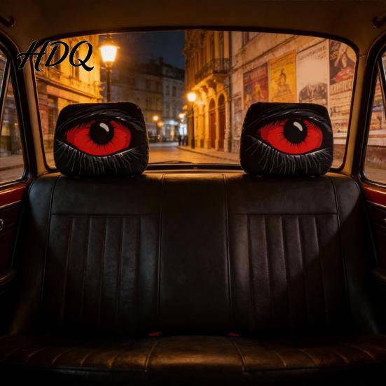 Neck Support Headrest Cover 2 Pcs Red Demon Eye Covers Universal Car