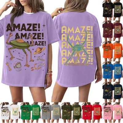 Women's Round Neck Printed Short-sleeved T-shirt Top