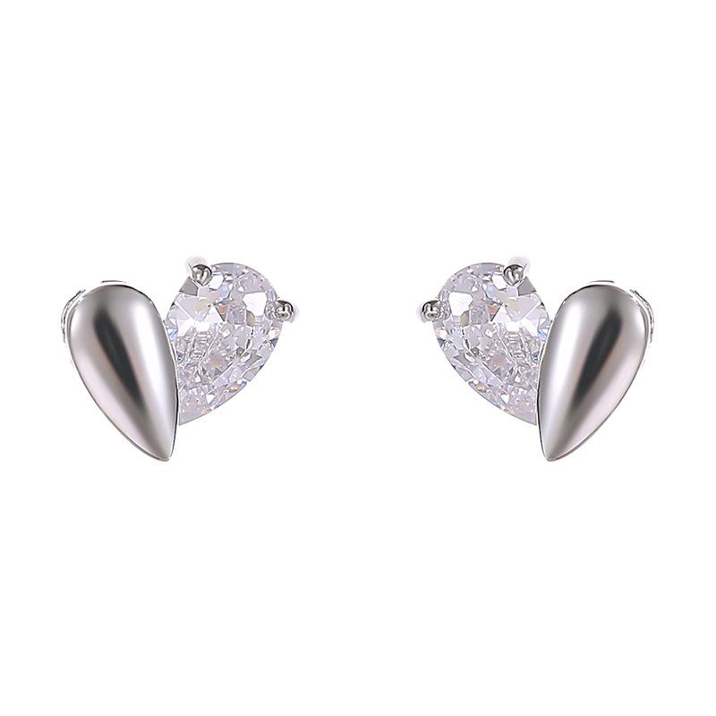 S925 Silver Needle Zircon Heart Stud Earrings - 2025 Hot-Selling High-End Collection for Autumn/Winter