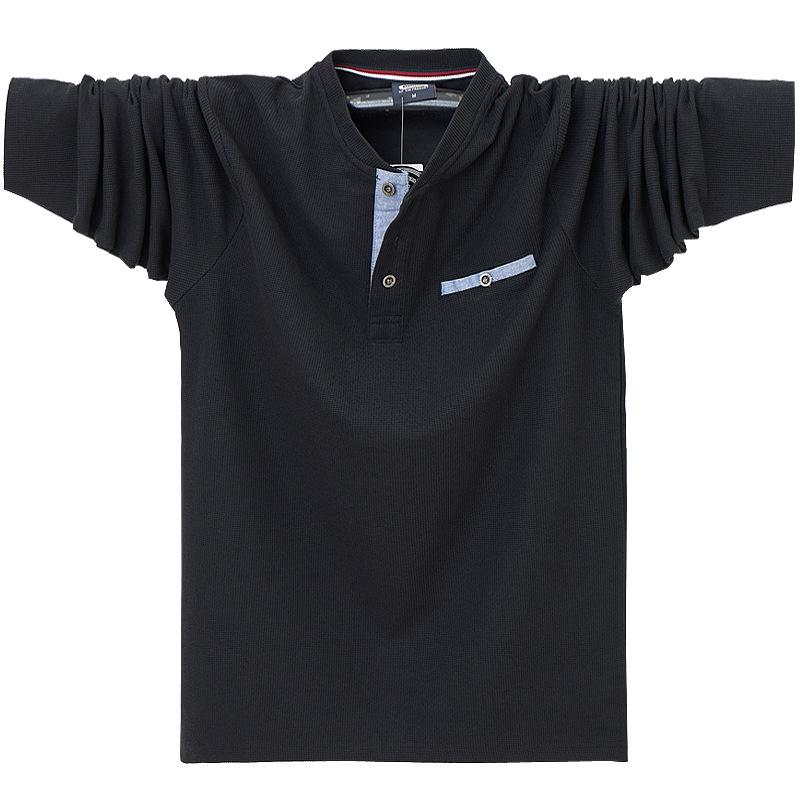 

Трендовая корейская мужская хлопковая футболка с длинным рукавом больших размеров для весны/осени Medium чёрный