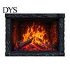 Retro Style Wall Mural Fireplace Flame Decal, Vintage European Background Sticker, Self-Adhesive Realistic Pattern Waterproof for Living Room