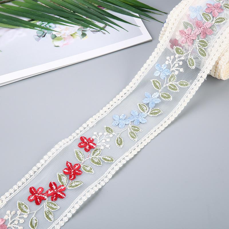 5 Yards Flower Embroidery Lace Ribbon For Bow Making Clothing Decor Sewing Fabric Craft Supplies Needlework Accessories