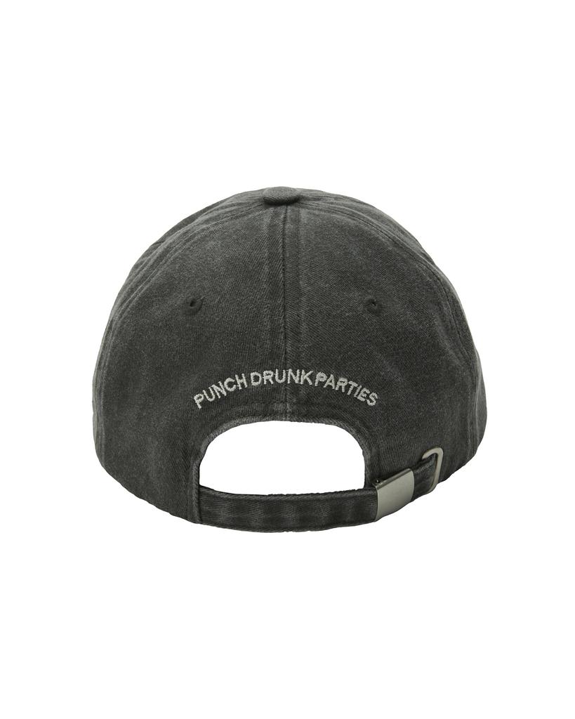 PUNCH DRUNK PARTIES Circle Logo Washed Ball Cap (Charcoal)