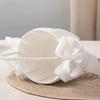 1Pc Bow Faux Pearl Wedding Flower Basket White Bow Flower Basket Satin Flower Basket Suitable For Party Decoration Gifts