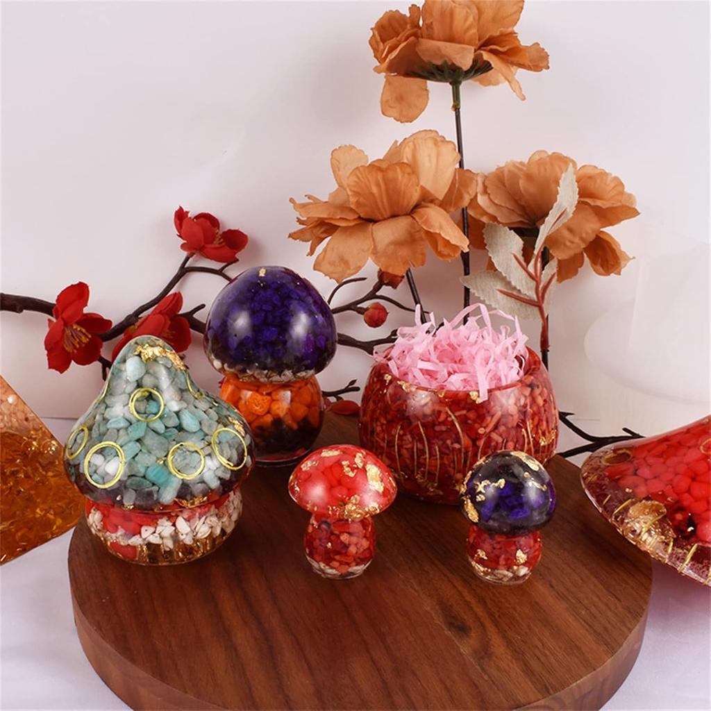 Resin Mold Silicone, Cute Mushroom Jar Series Resin Mold Silicone with Lid (7-PCS), Epoxy Mold Silicone DIY Casting Craft for Storage Bottles, Candy