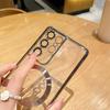 Suitable for Samsung S24 Electroplated Transparent Mobile Phone Case Full Inclusive Lens Film S22ultraCD Pattern Magnetic S23 Soft Case